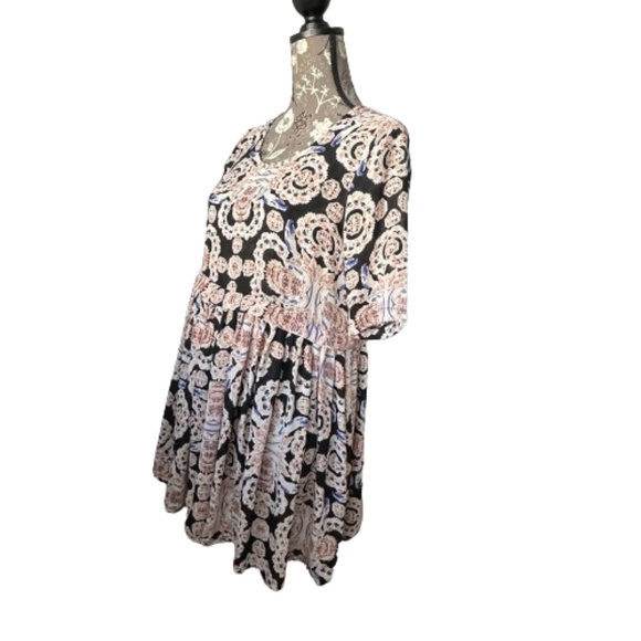 Passion Fusion Women's Small Multitone Bohemian Short Sleeves Mini Dress/Tunic - Picture 5 of 15